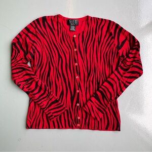 Women's Red and Black Zebra Print Sweater